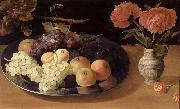 Jacob van Es, Still-Life of Grapes, Plums and Apples